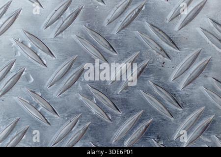Close-up of metal checker plate texture, providing an industrial background Stock Photo