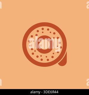 Minimalist letter A bagel bread icon blending alphabet typography with bakery food concept. Suitable for menus, packaging, apps, posters, web visuals, Stock Vector