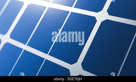 Solar panel cells close up blue photovoltaic texture copy space. 3d rendering Stock Photo