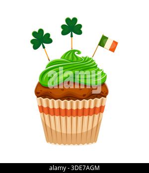 Saint Patrick's day cupcake party dessert icon Stock Vector