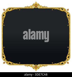 Victorian Decorated Picture Frame, Frame with Floral, Plant, and Diamond Decor Stock Vector