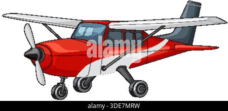 Cartoon-style red propeller airplane with white accents, isolated on white, clean vector illustration Stock Vector