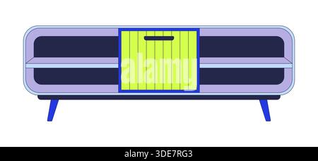 Media console table 2D cartoon object Stock Vector