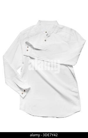 Basic white cotton shirt isolated on white background Stock Photo
