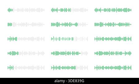 Abstract Set of Audio Waves and Sound Wave Patterns Stock Vector