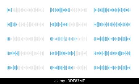 Abstract Set of Audio Waves and Sound Wave Patterns Stock Vector