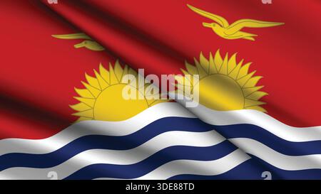 National Background of KIRIBATI Featuring Two Wavy Flags Stock Vector