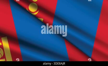 National Background of MONGOLIA Featuring Two Wavy Flags Stock Vector