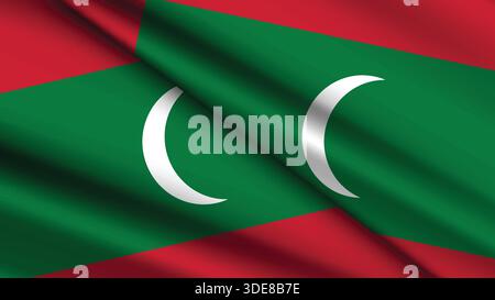 National Background of MALDIVES Featuring Two Wavy Flags Stock Vector