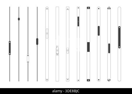 Slide scroll bar set slider. UI control web elements. Scrollbar control panel for power, volume, brightness, Design elements for your website. simple modern graphic element for ui, infographic, icon. Vector illustration Stock Vector