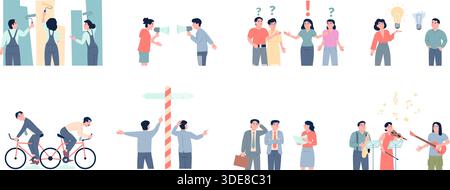 Business misunderstanding. Situations of conflict at work between colleagues. Poor communication, office disagreement and failures, recent vector Stock Vector