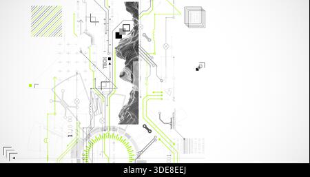 Abstract background. Scientific and technological concept with the use of technical elements formed in the shape of a circle. Vector Stock Vector