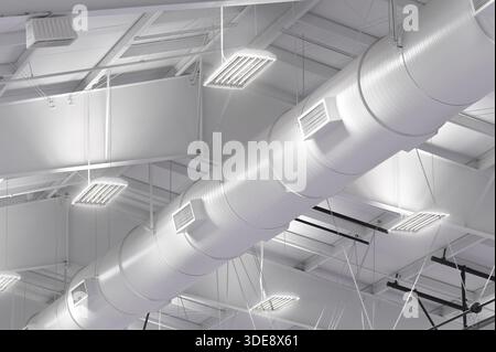 Ceiling mounted HVAC vents in commercial building, Pennsylvania, USA Stock Photo