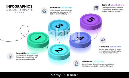 Infographic template with icons and 5 options or steps. Isometric line. Can be used for workflow layout, diagram, banner, webdesign. Vector illustrati Stock Vector