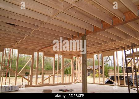An addition being built on to a residential home in Pennsylvania, USA Stock Photo