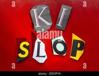 "KI Slop" is spelled out in ransom note style typography, USA  2026 Stock Photo
