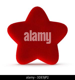 Red Star Plushie Soft, Five-Pointed, Isolated on White Stock Photo