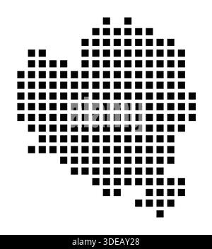 Symbol Map of the City Wolfsburg (Germany) showing the city with a pattern of just a few black squares Stock Vector