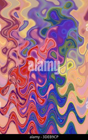 Abstract colorful background, psychedelic pattern with beautiful curved lines. Vertical image. Stock Photo