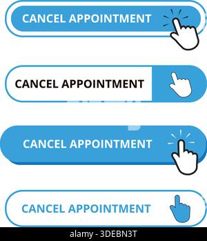 White and blue cancel appointment bar buttons isolated on a white background Stock Vector