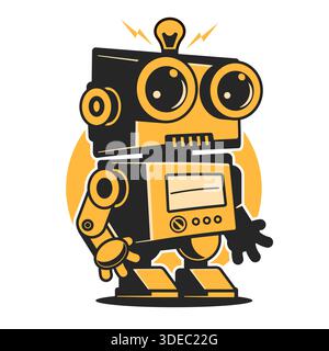 Robot logo template. Robotic logo design. Tech bot logo. Vector illustration Stock Vector