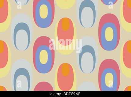 Seamless Mid Century Modern Retro Oval Geometric Pattern. Vector illustration Stock Vector