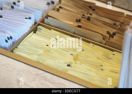 Selection of sugar packets in a restaurant setting Stock Photo