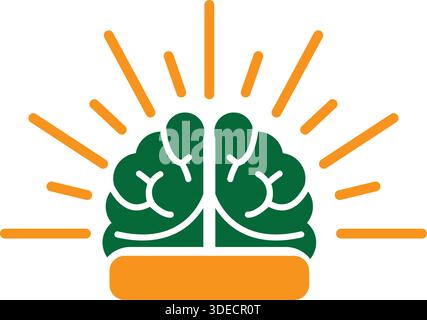 Brain Sun Fitness Mind Wellness Logo Template Vector Design Stock Vector