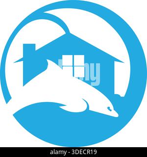 Fish Dolphin Ocean Water Marine Logo Design Template Icon Vector Stock Vector