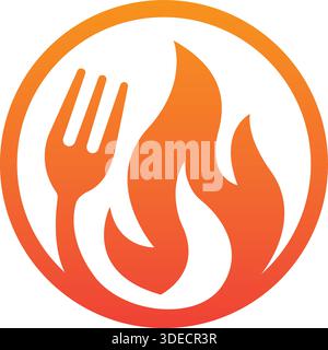 Food Fire Grill Restaurant Chef Logo Design Template Vector Stock Vector