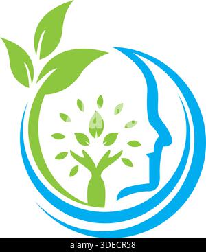 Leaf Head Eco Mind Nature Wellness Logo Vector Template Design Stock Vector