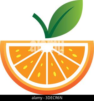 Orange Leaf Fresh Fruit Healthy Organic Logo Vector Template Design Stock Vector