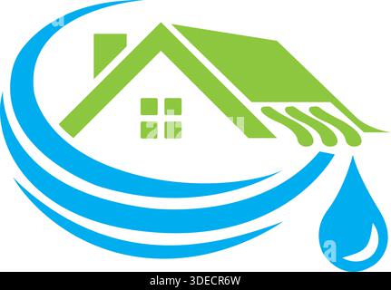 Home Water Drop Real Estate Plumbing Logo Design Template Vector Stock Vector