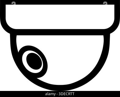 Dome Security Camera Icon - Black Outline Surveillance and Monitoring Symbol Stock Vector