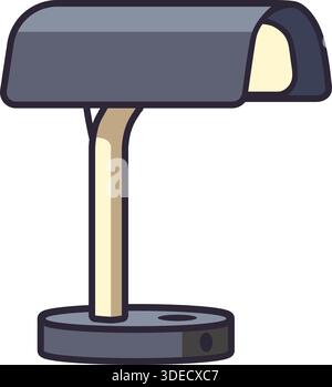 A retro desk lamp with a rounded horizontal shade atop a short column and heavy base. Stock Vector
