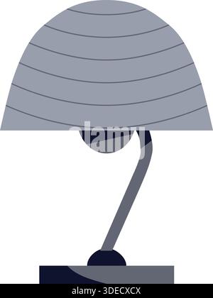 A contemporary desk lamp with a ribbed dome shade and a curved arm on a compact base. Stock Vector