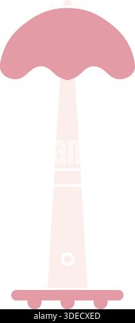A tall narrow table lamp with a scalloped pastel pink top resembling a mushroom cap. Stock Vector