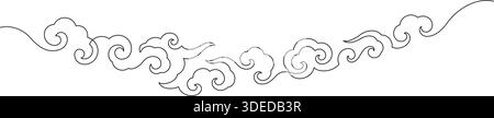 chinese clouds traditional one line drawing minimalism decorative art Stock Vector