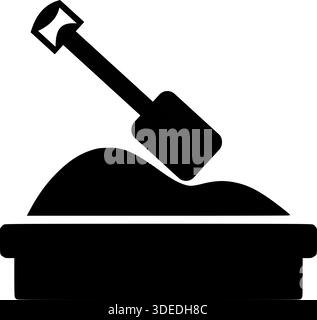 Sandbox with Shovel Icon - Black Silhouette Playground and Tech Testing Symbol Stock Vector