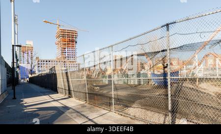 New York City, Brooklyn, USA - February 18, 2023: Building under construction near Coney Island attractions on a winter day Stock Photo