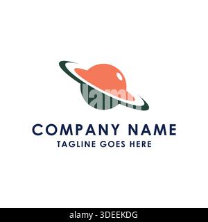 Modern Minimalist Planet Saturn Logo Design Vector Stock Vector