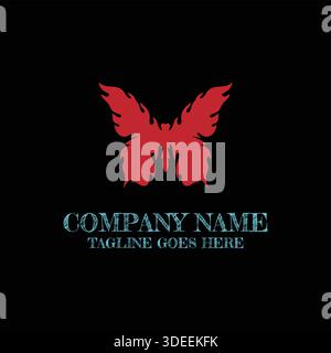 Red Fire Butterfly Logo Design Template Stock Vector