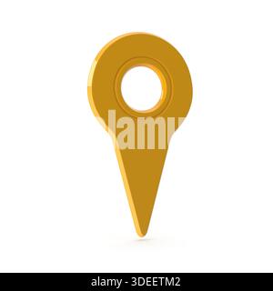 Golden 3D Location Pin Icon Stock Photo