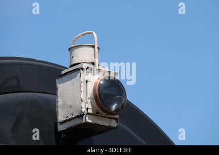 A Traditional Signal Lamp on the Rear of a Vintage Train. Stock Photo