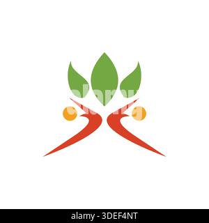 Leaf People Icon design showing a human silhouette combined with leaf elements, symbolizing eco lifestyle, sustainability, nature, and green community Stock Vector