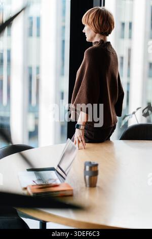 Rear view of a mature woman thinking with her hands behind back Stock ...