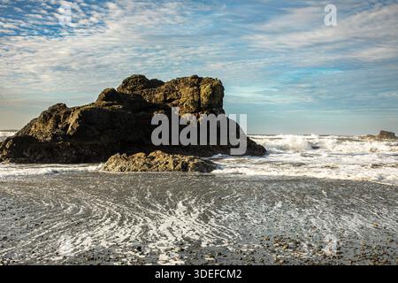 WA29009-00...WASHINGTON - Foam left by incoming waves on Beach 4 in Olympic National Park. Stock Photo