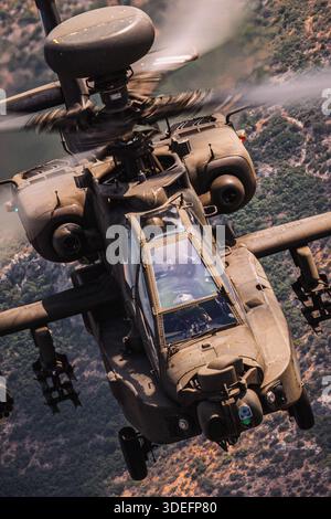 Air-to-air photograph of Hellenic Army Boeing AH-64DHA Apache Longbow ...