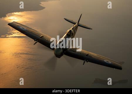 Aerial photograph of Spitfire IX during flying display over Bidlea ...