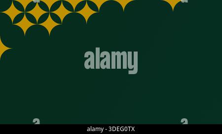 Abstract geometric pattern of yellow curved shapes on green background. High resolution full frame background with copy space. Stock Photo